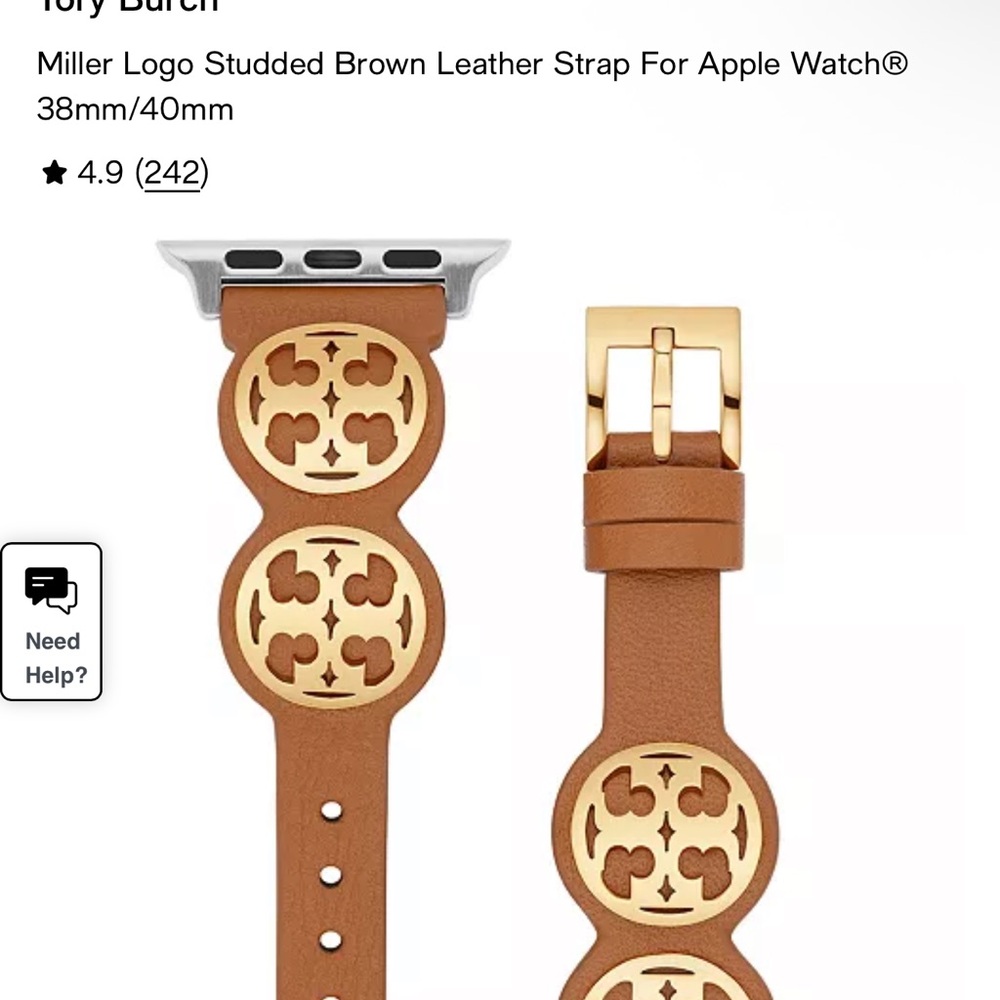 Tory Burch Brown Leather Watch Strap with Gold Accents